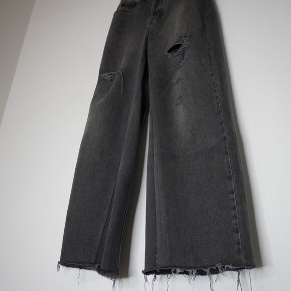 Upcycled Hollister Black Wide Straight-Leg Jeans - Size 26 - Picture 8 of 13